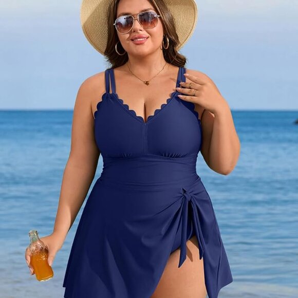 Charmo Plus Size Swimsuit for Women Swim Dress One Piece Tummy Control 3x - Picture 5 of 7